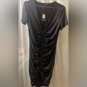 Fashion Nova Black Ruched Dress
